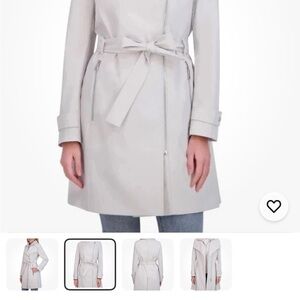 Women's Gray Belted Trench double zipper front Coat